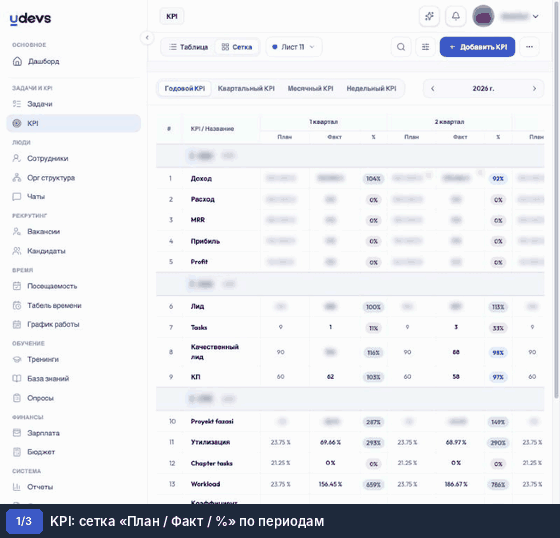 Раздел KPI
